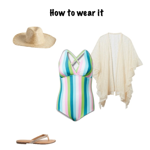 ๐ Striped Wireless Triangle One Piece Swimsuit 3 3X 22 24 NWT Torrid New! - Picture 7 of 8